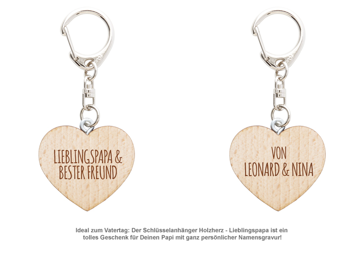 Schlüsselanhänger Holzherz - Lieblingspapa - 2 Schlüsselanhänger Holzherz - Lieblingspapa - 2