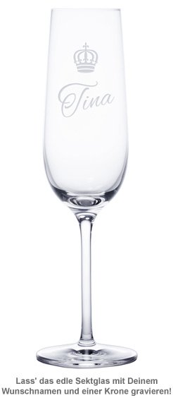 Sektglas mit Gravur - Königin Krone - 2