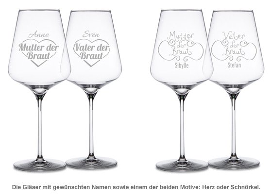 Weingläser für Brauteltern - 2 Weingläser für Brauteltern - 2