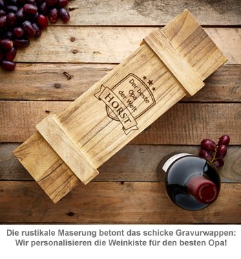 Weinkiste rustikal mit Gravur - Bester Opa - 2 Weinkiste rustikal mit Gravur - Bester Opa - 2