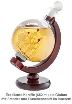 Whisky Set mit Globus Karaffe und Glas - Kompass - 3 Whisky Set mit Globus Karaffe und Glas - Kompass - 3