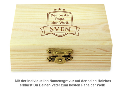 Whisky Steine in Holzkiste mit Gravur - Bester Papa - 3 Whisky Steine in Holzkiste mit Gravur - Bester Papa - 3