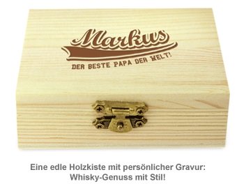 Whisky Steine in Holzkiste mit Gravur - College Bester Papa - 2 Whisky Steine in Holzkiste mit Gravur - College Bester Papa - 2