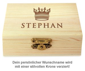 Whisky Steine in Holzkiste mit Gravur - König Krone - 2 Whisky Steine in Holzkiste mit Gravur - König Krone - 2