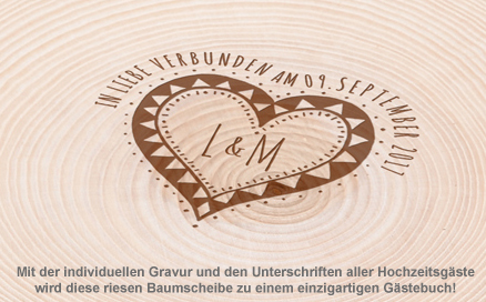 XXL Baumscheibe mit Gravur - Gästebuch zur Hochzeit - 3 XXL Baumscheibe mit Gravur - Gästebuch zur Hochzeit - 3