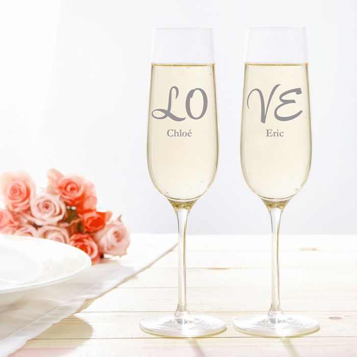 Set de 2 fltes  champagne LOVE