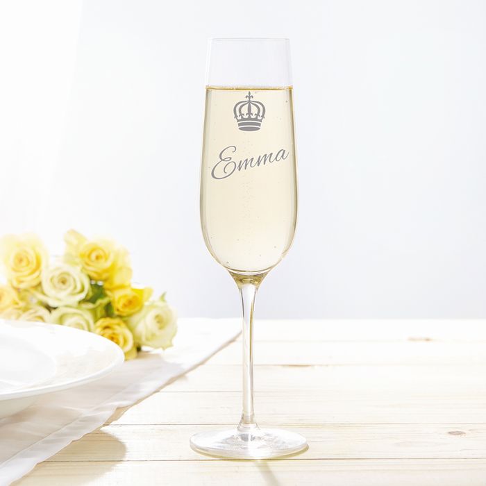 Flûte à champagne avec gravure – Couronne Royal