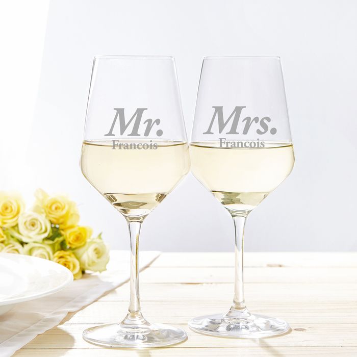 Verres  vin blanc  Mr et Mrs