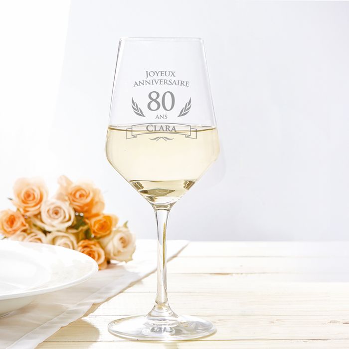 Verre à vin blanc pour le 80e anniversaire
