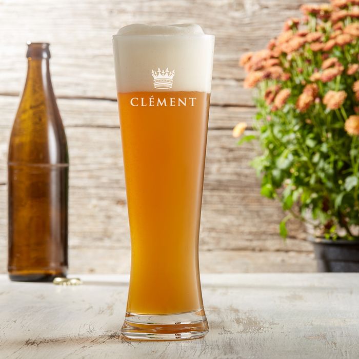 Verre  bire blanche avec gravure - Couronne de roi