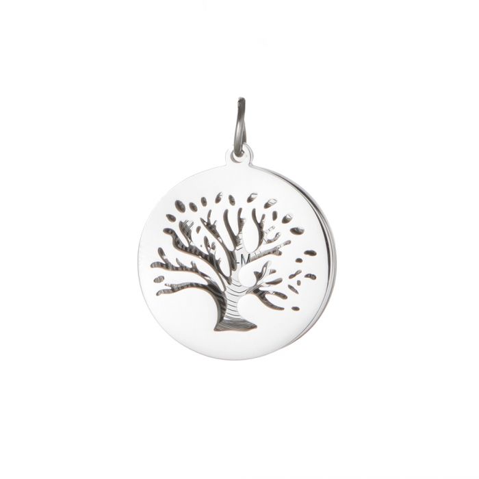 Kettenanhänger Silber - Baum und Jahresringe mit Initialen