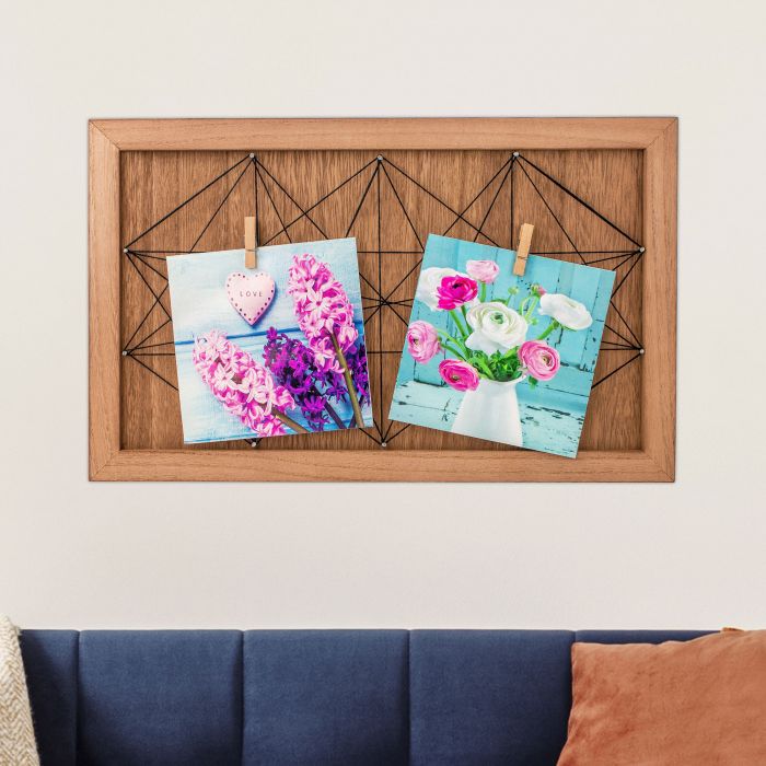 Holz Memoboard mit Fäden
