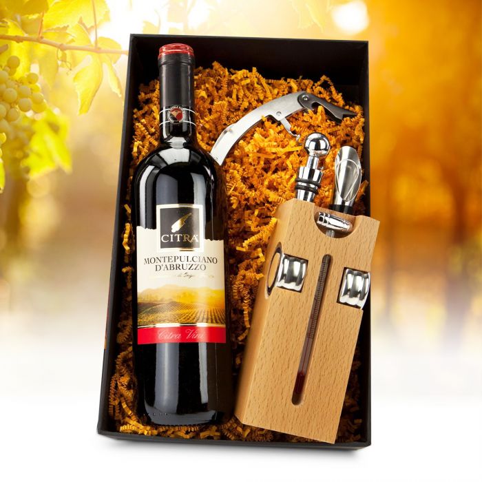 Wein Sommelier Box mit Weinflasche