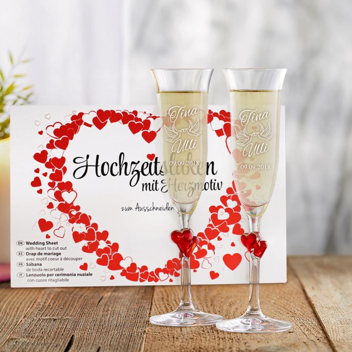 Herz Laken Sektgläser Set