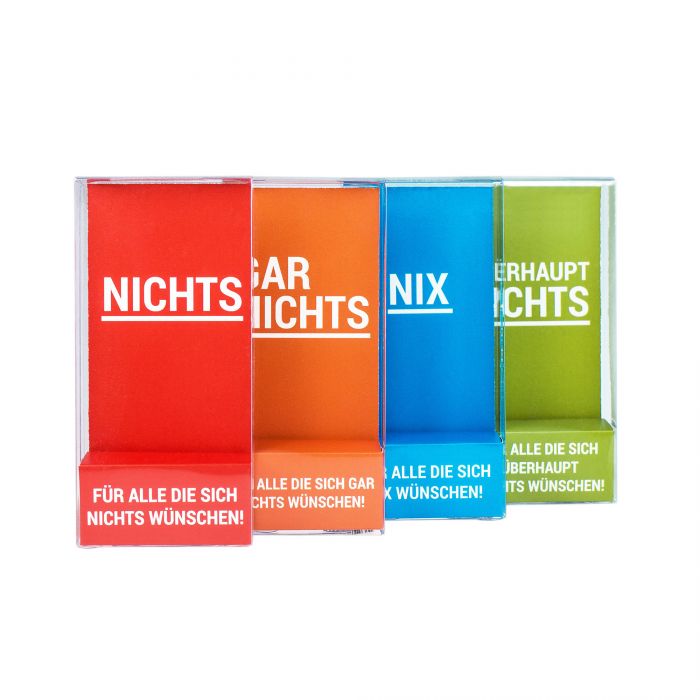 Das Nix Geschenk - 4er Set - origineller Scherzartikel