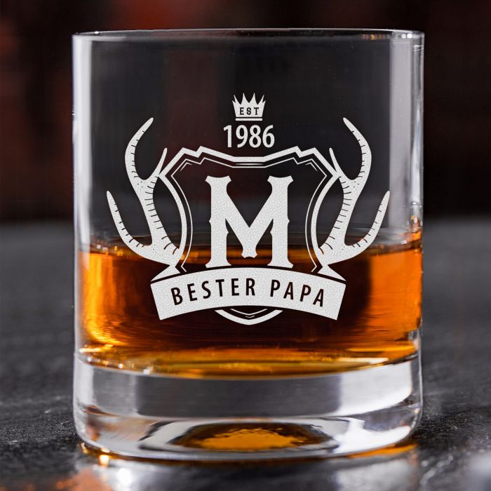 Whiskyglas Papa Geweih