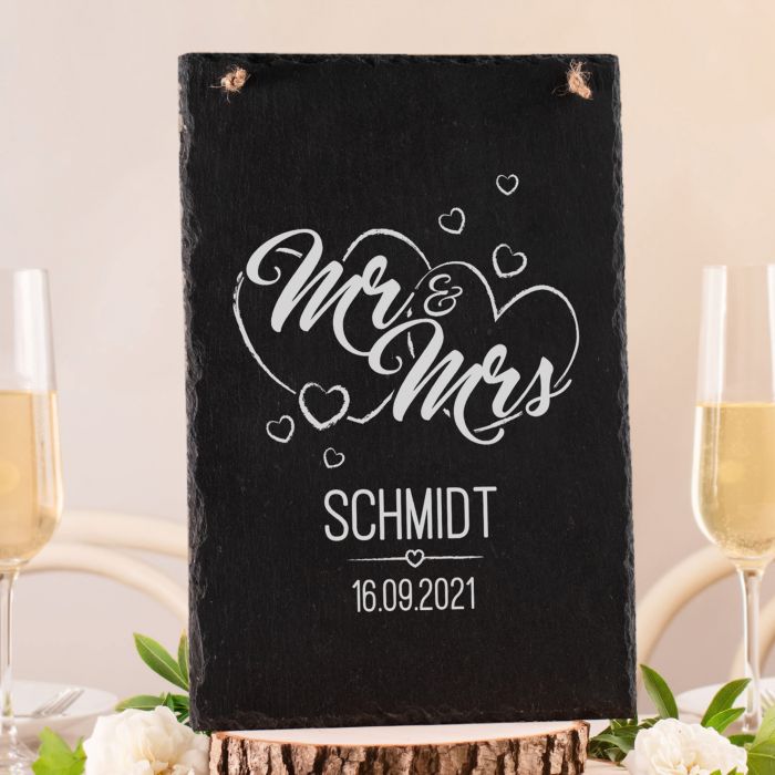 XL Schiefertafel Mr&Mrs