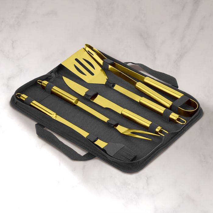 Goldenes Grillbesteck