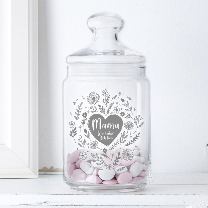 Bonbonglas Blumen Mama
