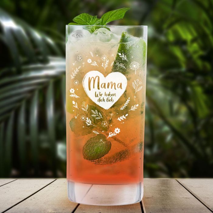 Wasserglas Blumen Mama
