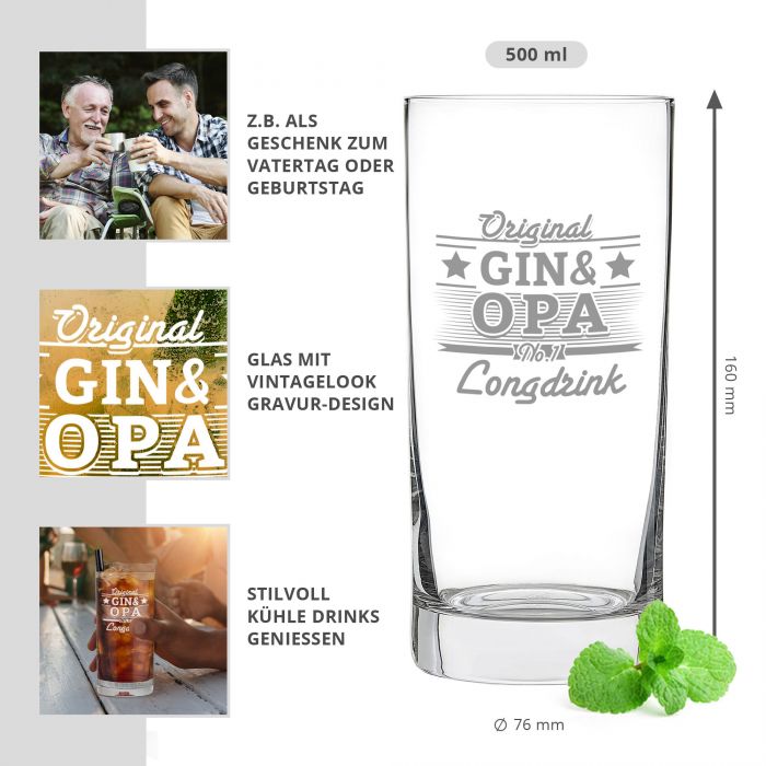 Cocktailglas mit Gravur für Opa - Gin