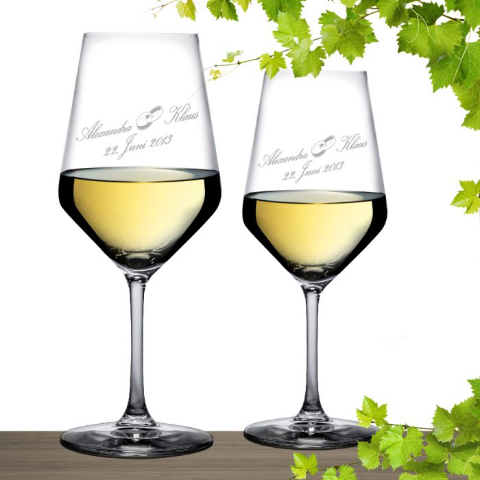 Weißweingläser zur Hochzeit - Eigene Gläser für das Brautpaar