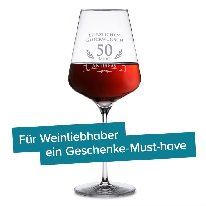 Weinglas zum 50. Geburtstag