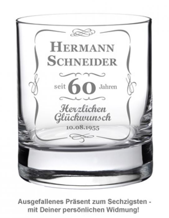 Whiskyglas 60. Geburtstag - klassisch