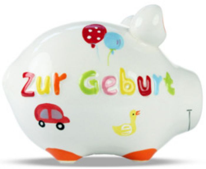 Sparschwein zur Geburt niedliche Geldgeschenkidee