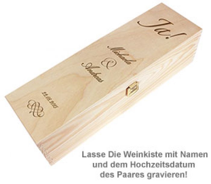 Personalisierte Weinkiste zur Hochzeit Jawort persönliches