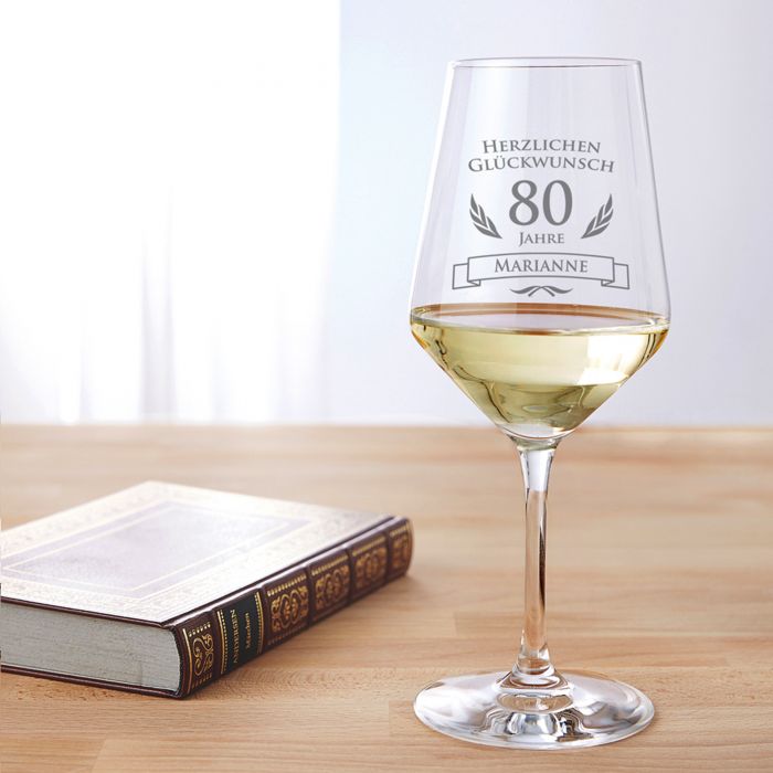 Weißweinglas zum 80. Geburtstag