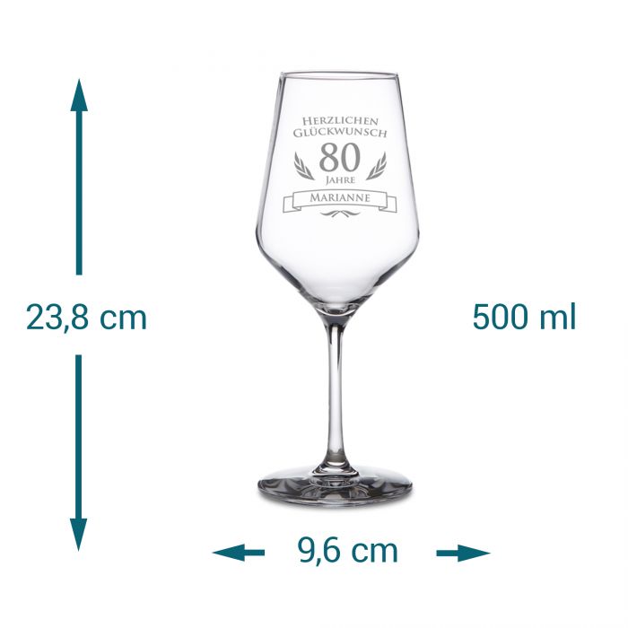 Weißweinglas zum 80. Geburtstag