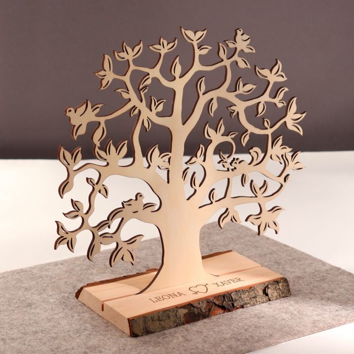 Personalisierter Baum mit Sockel - für Paare (klein) aus Holz