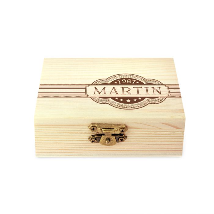 Pierres à whisky dans boîte en bois avec gravure - Banderole