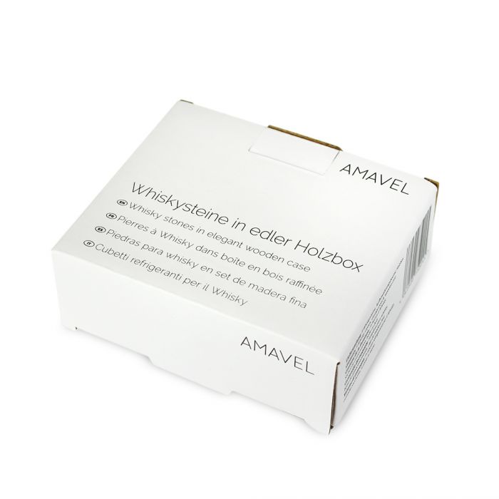 Pierres  whisky dans bote en bois avec gravure - Banderole