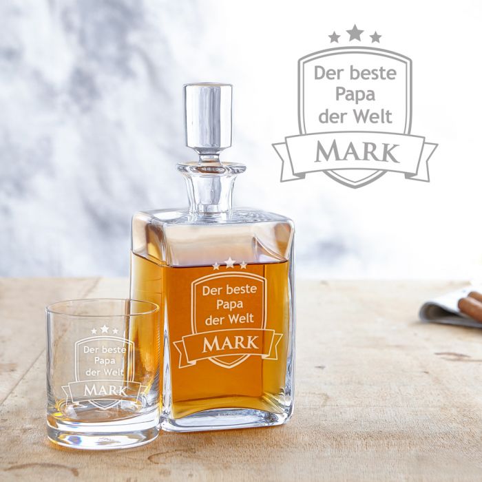 Whisky Set Deluxe - Bester Papa mit Namensgravur