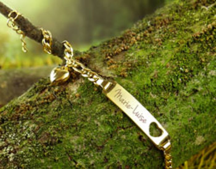 Bracelet avec cur poinonn or - Gravure du nom