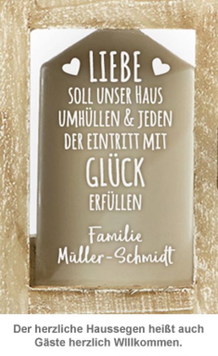 Personalisierte Liebeslaterne Haussegen Spruch als Gravur