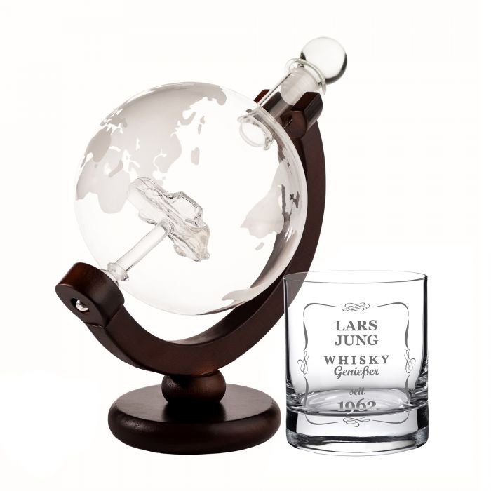 Whisky Set mit Globus Karaffe und Glas - Auto