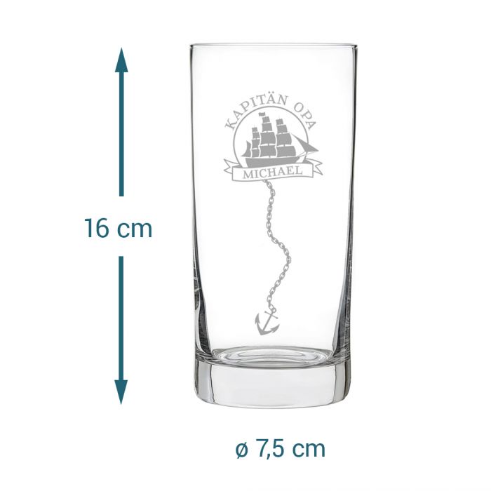 Cocktailglas mit Gravur für Opa - Segelschiff