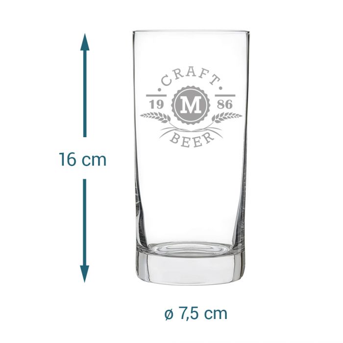 Craft Beer Glas mit Initialen Gravur - Ähren