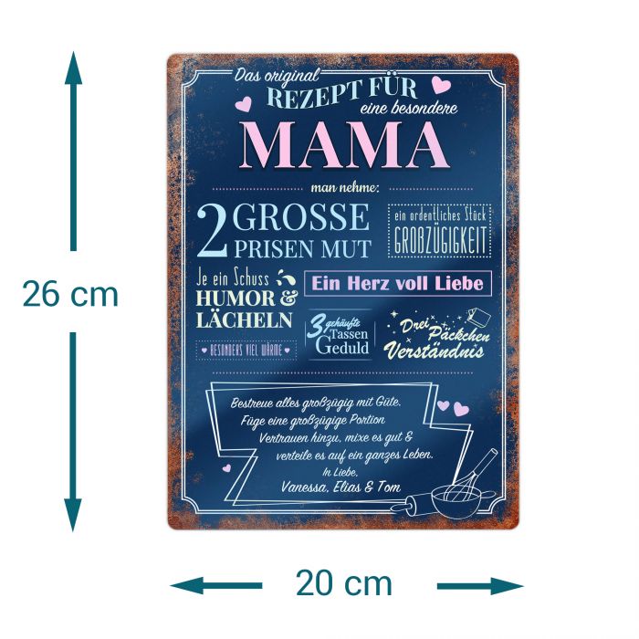 Personalisiertes Blechschild - Rezept Mama