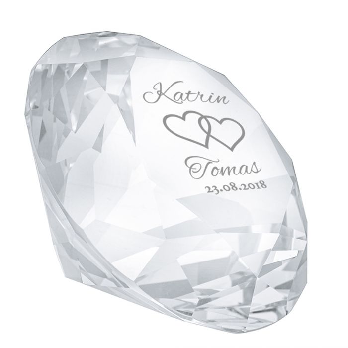 Diamant Kristall mit Gravur zur Hochzeit