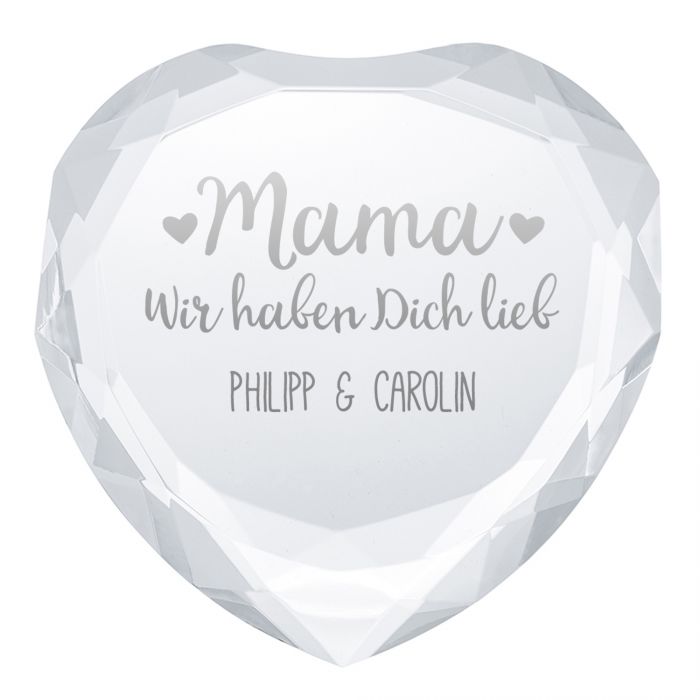 Herz-Diamant mit Gravur für Mama