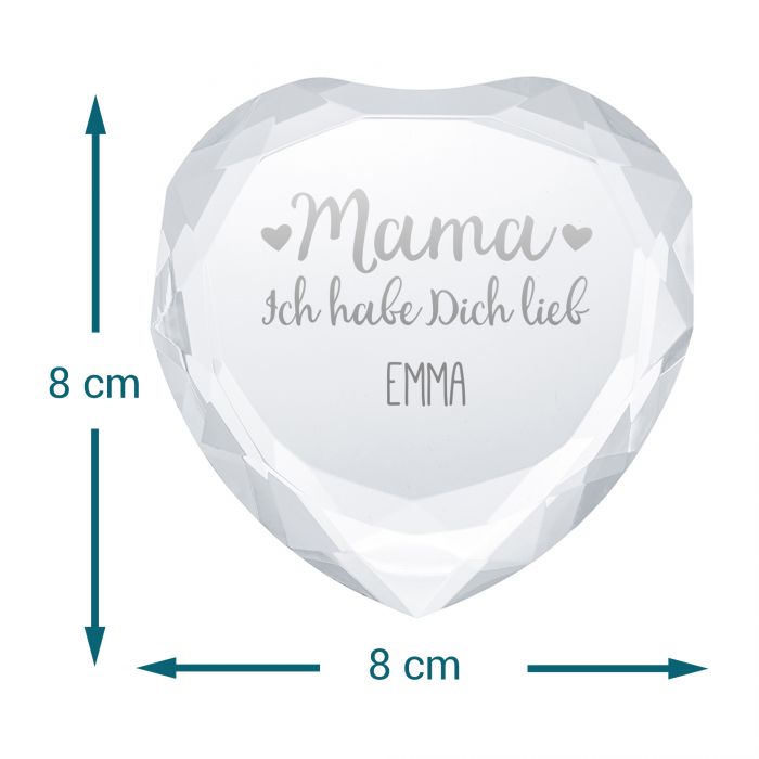 Herz-Diamant mit Gravur für Mama