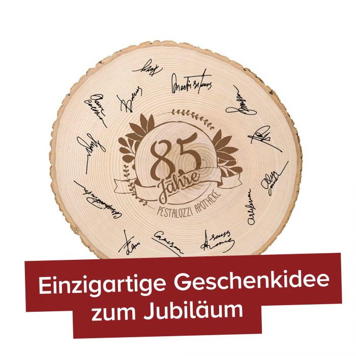 Personalisierte XXL Baumscheibe mit Gravur - Jubiläum