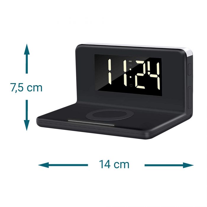 2in1 Digitaluhr mit Wecker und Ladestation für Smartphones