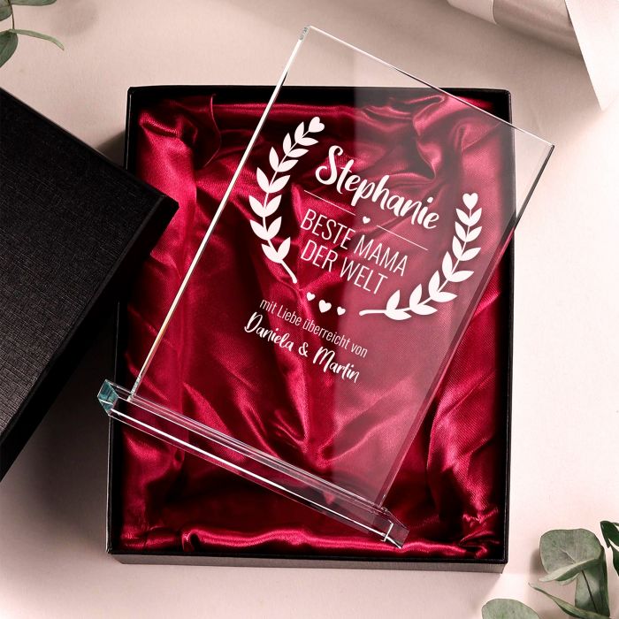 Personalisierter Glaspokal - Auszeichnung für Beste Mama