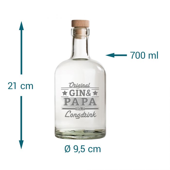 Glaskaraffe mit Gravur für Papa - Gin