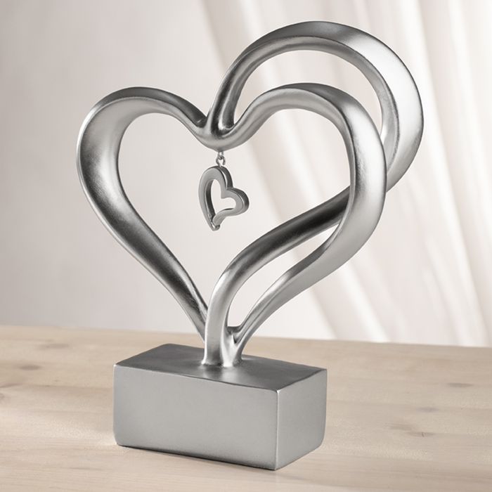 Design Skulptur - Silber Herz mit Anhängern